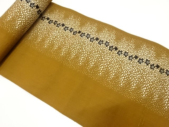 JAPANESE KIMONO / ANTIQUE BOLT FOR HASSUN OBI / WOVEN FLOWER & DOTS